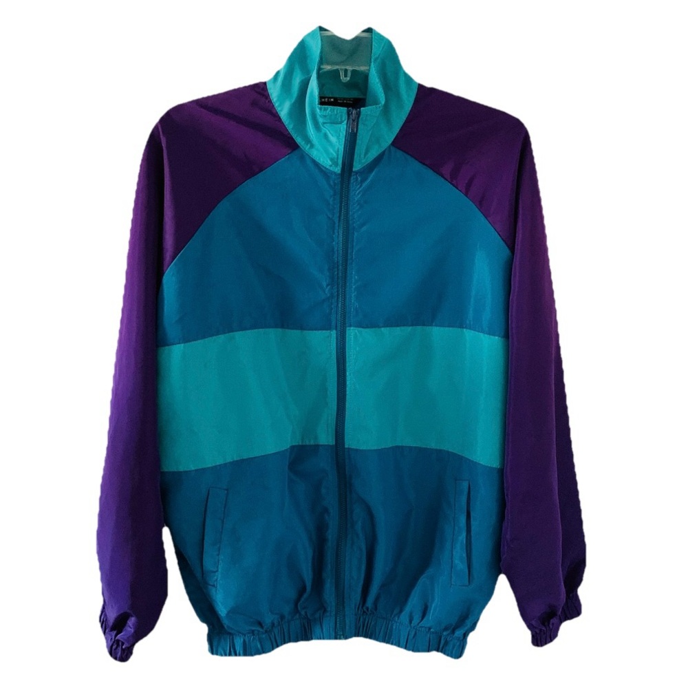 SHEIN Color Block Zip Up Jacket Sz XS